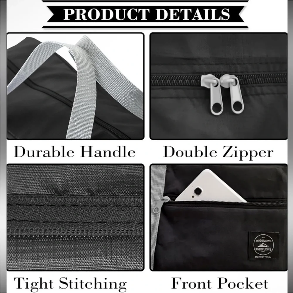 Sleek Black Duffel Bag with Gray Accents